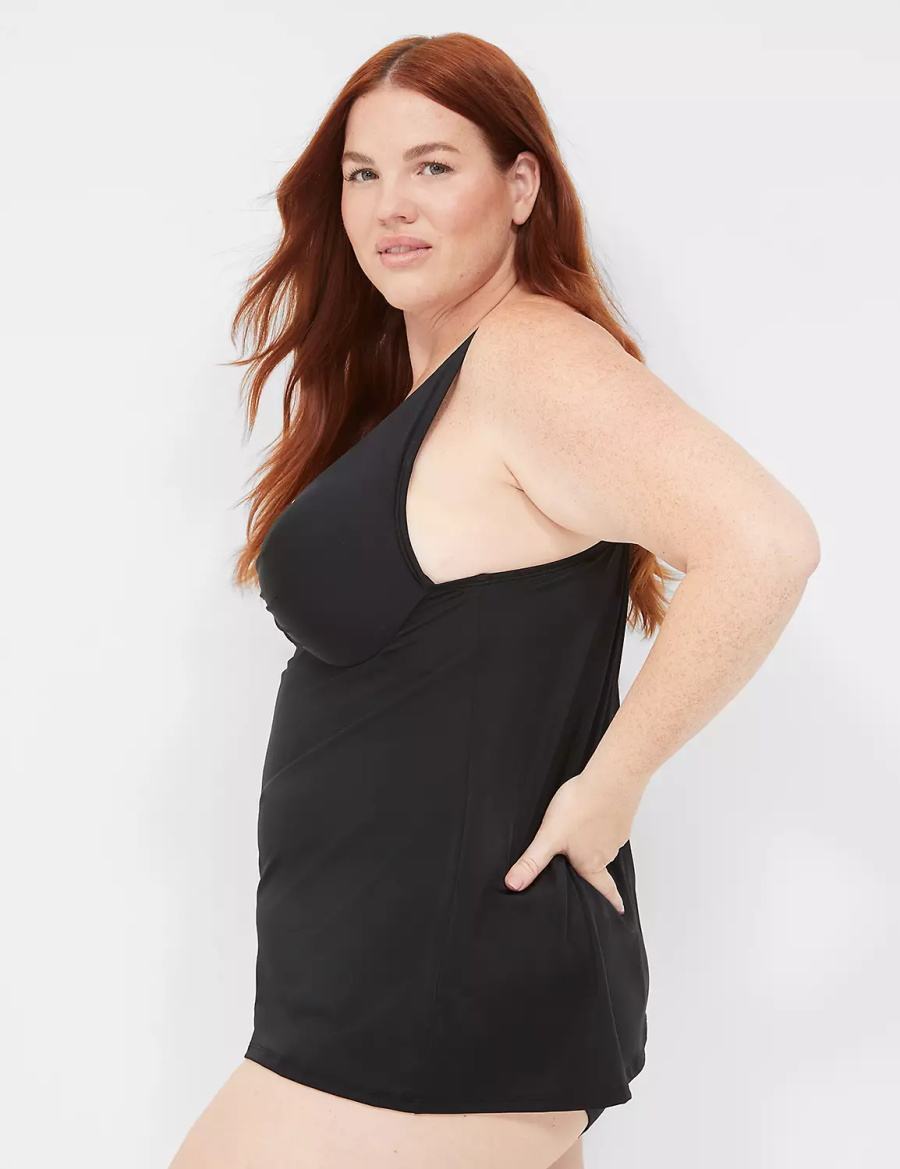 Lane Bryant Underwire O-Ring Tankini Bikinitop Dames Zwart | KGU747GQ