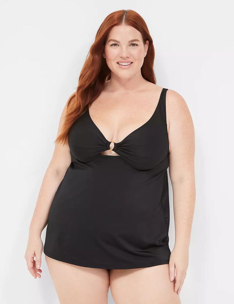 Lane Bryant Underwire O-Ring Tankini Bikinitop Dames Zwart | KGU747GQ