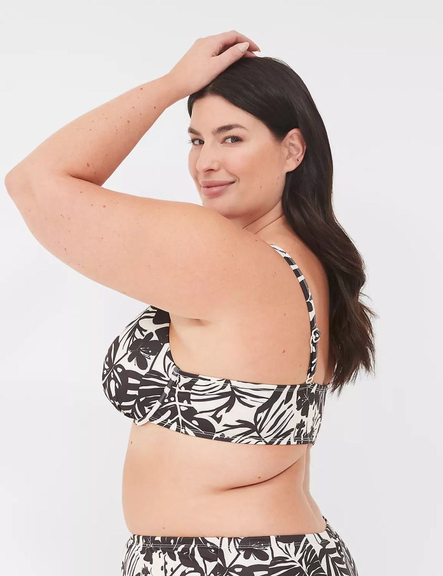 Lane Bryant Underwire Plunge Bikinitop Dames Wit Zwart | KBZ8217DX