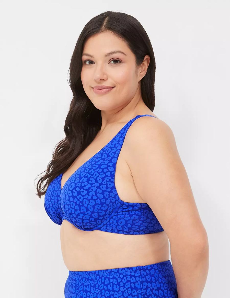 Lane Bryant Underwire Plunge Bikinitop Dames Donkerblauw | RAF993OI