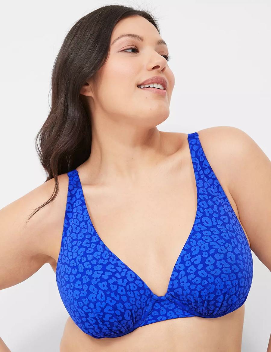 Lane Bryant Underwire Plunge Bikinitop Dames Donkerblauw | RAF993OI