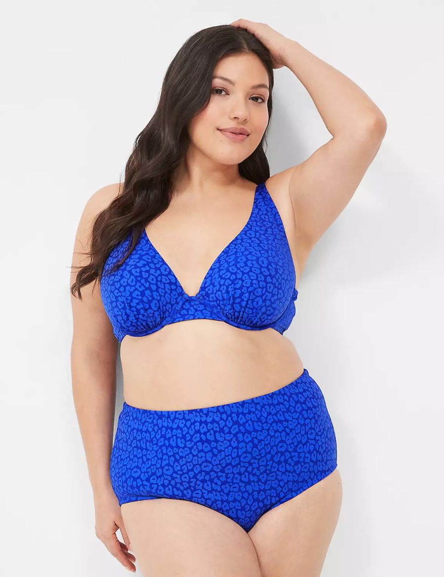 Lane Bryant Underwire Plunge Bikinitop Dames Donkerblauw | RAF993OI