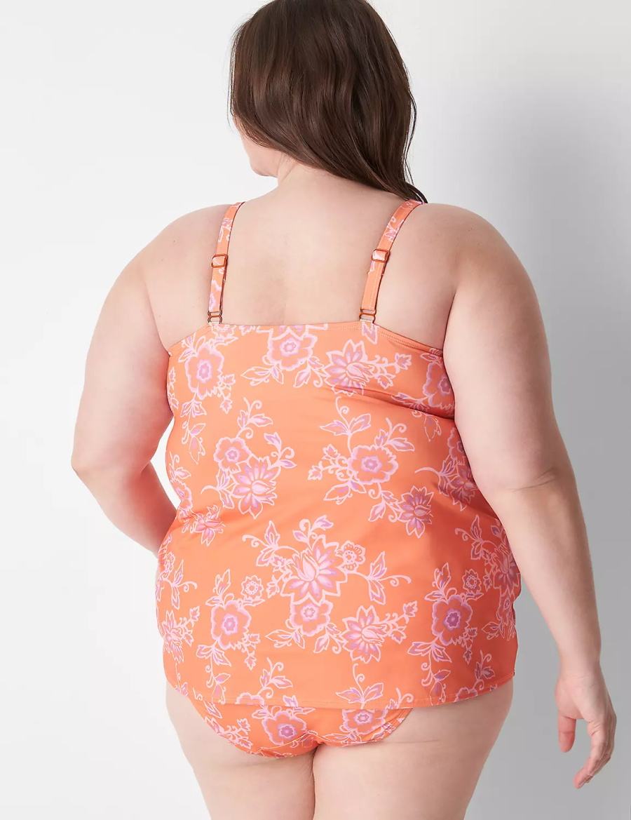 Lane Bryant Underwire V-Wire Swim Tankini Bikinitop Dames Roze | SEL6591WT