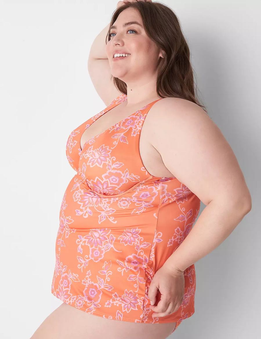 Lane Bryant Underwire V-Wire Swim Tankini Bikinitop Dames Roze | SEL6591WT
