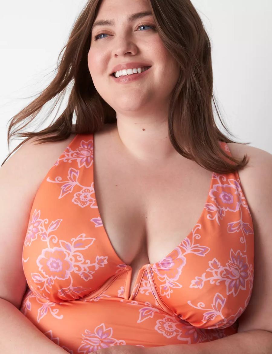 Lane Bryant Underwire V-Wire Swim Tankini Bikinitop Dames Roze | SEL6591WT