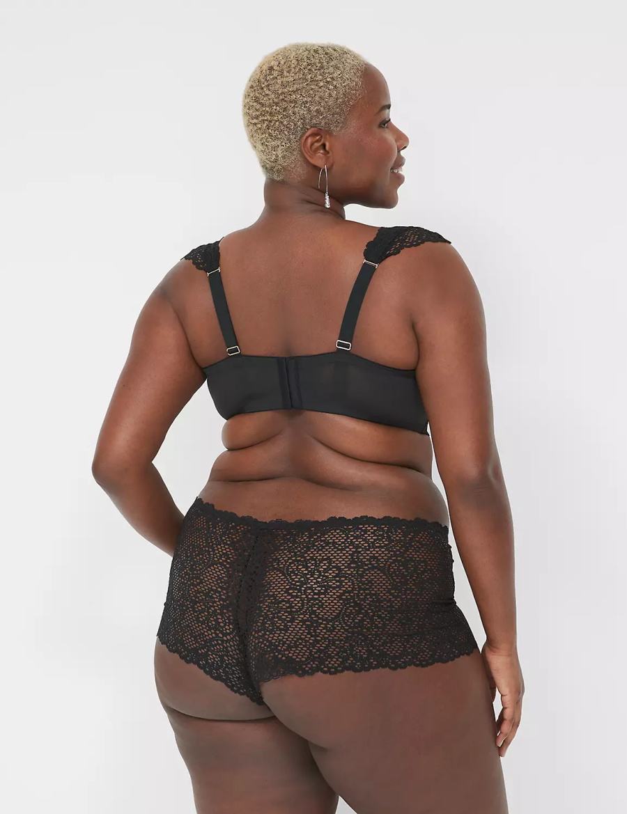 Lane Bryant Unlined Layered Cap-Sleeve Balconette BH Dames Zwart | IPB3194DQ