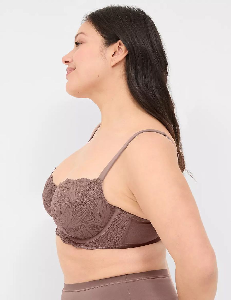 Lane Bryant Unlined with Lace Balconette BH Dames Diepgrijs Bruin | IQD539RT