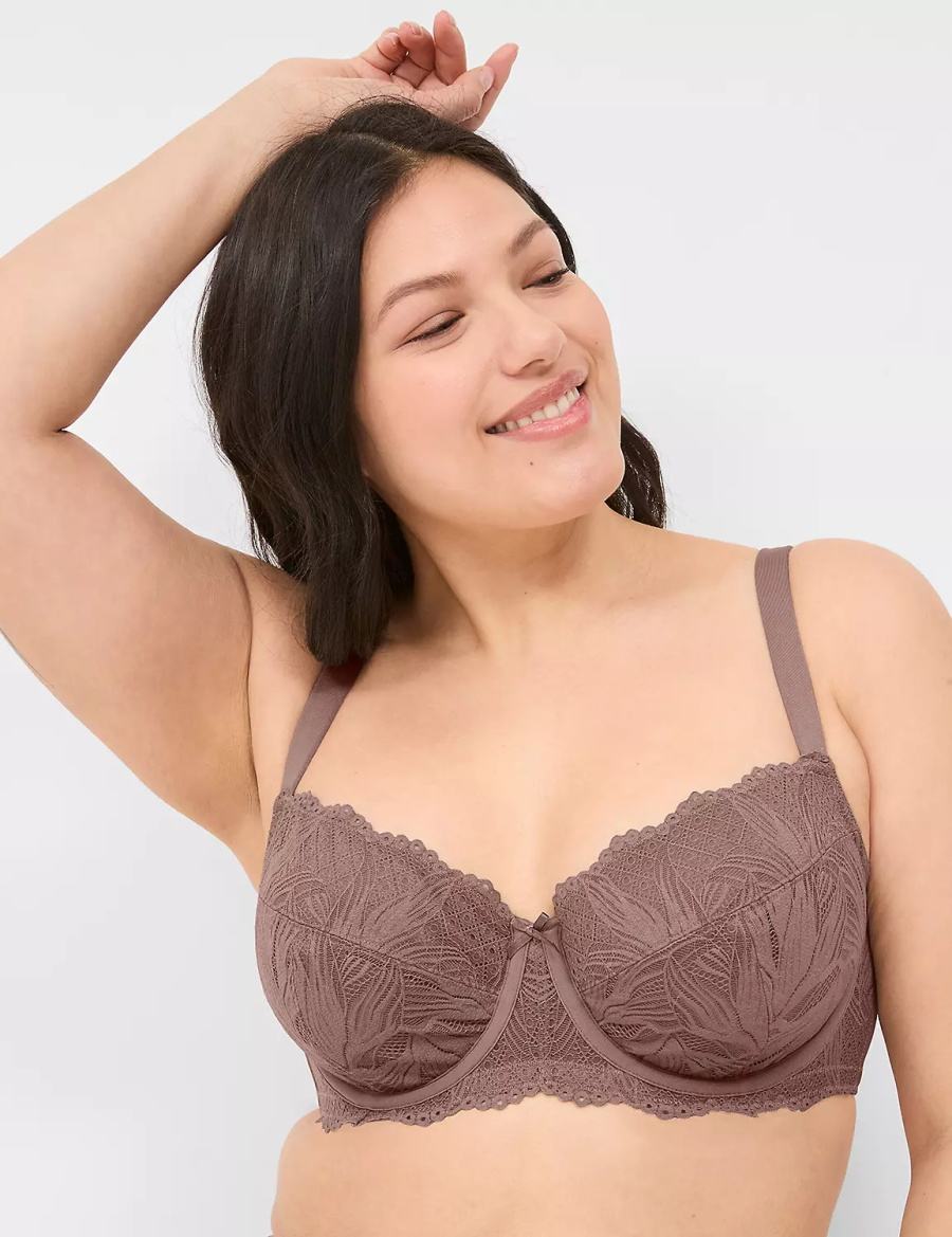 Lane Bryant Unlined with Lace Balconette BH Dames Diepgrijs Bruin | IQD539RT