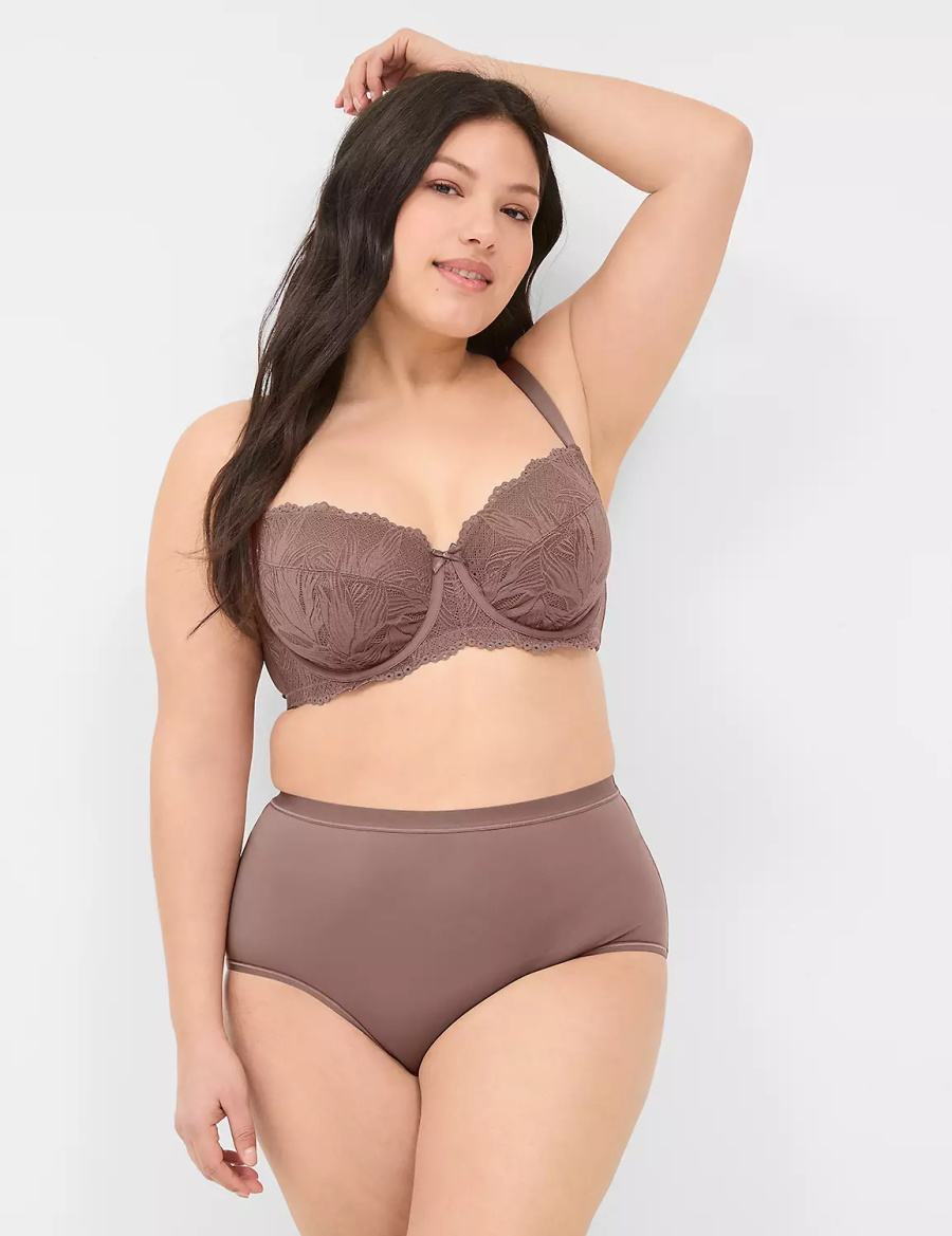 Lane Bryant Unlined with Lace Balconette BH Dames Diepgrijs Bruin | IQD539RT