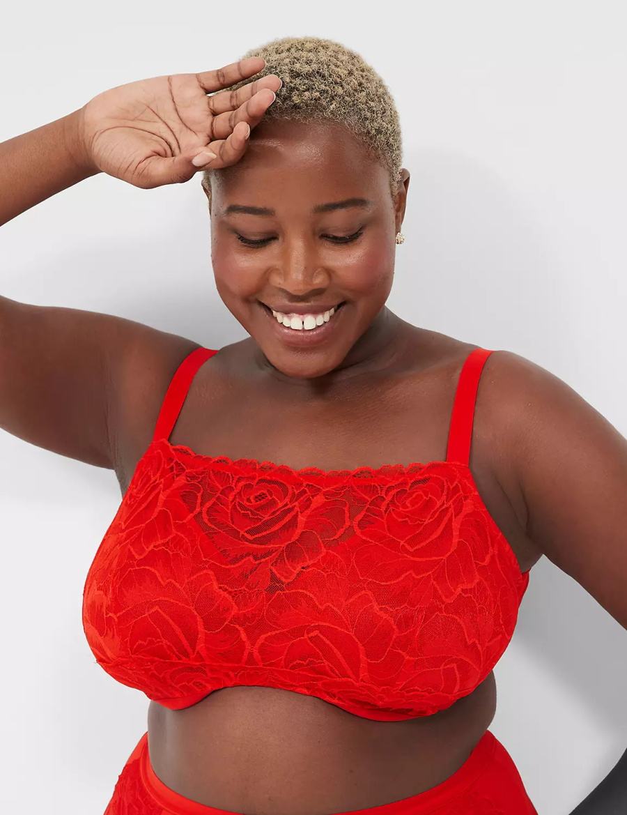Lane Bryant Unlined with Lace Overlay Balconette BH Dames Rood | KAT4713VO