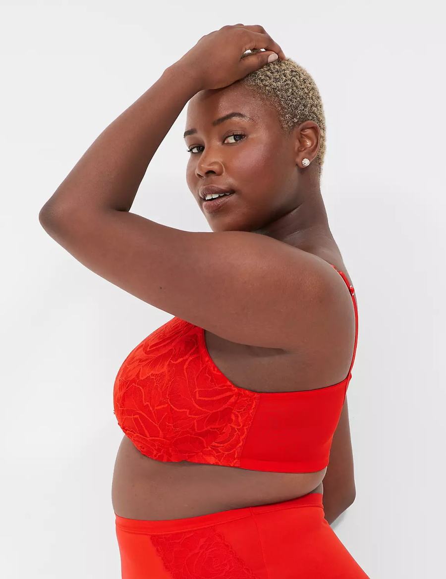 Lane Bryant Unlined with Lace Overlay Balconette BH Dames Rood | KAT4713VO