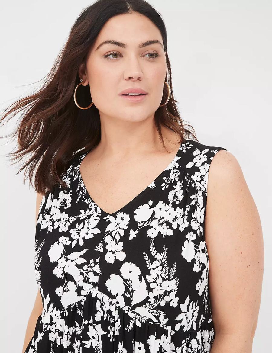 Lane Bryant V-Neck Easy Swing Casual Jurk Dames Zwart | FIQ9337XD