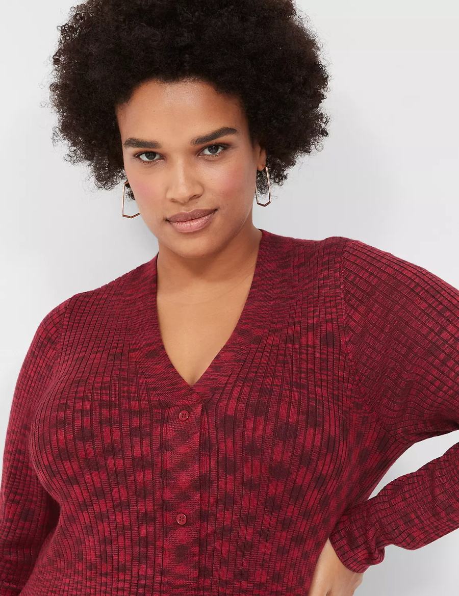 Lane Bryant V-Neck Rib Sweater Midi-jurk Dames Donkerrood | VCE8719ZM