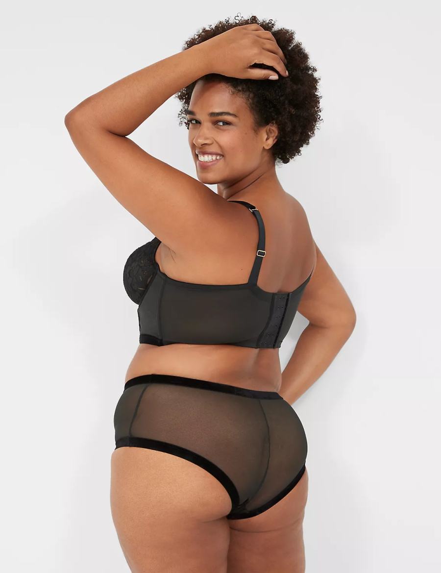 Lane Bryant Velvet-Trim Brief Brutaal Panty Dames Zwart | KUN4048QQ