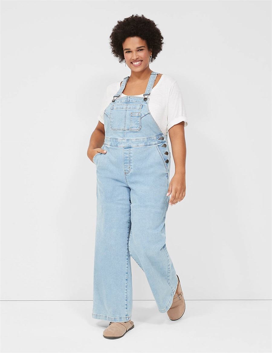 Lane Bryant Wide Leg Denim Overall Dames Lichtblauw | AUD7253OF