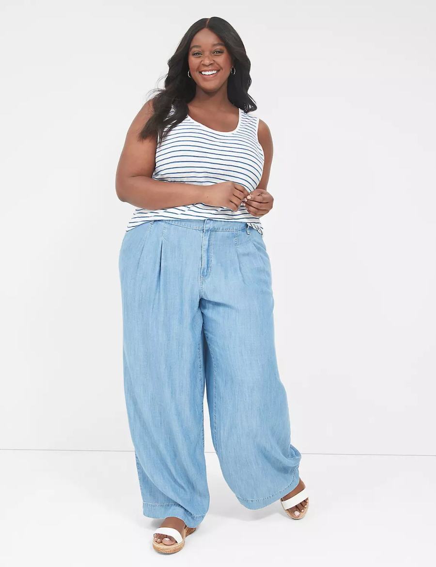 Lane Bryant Wide Leg Trouser Fluid Jeans Dames Blauw | ONK5188GF