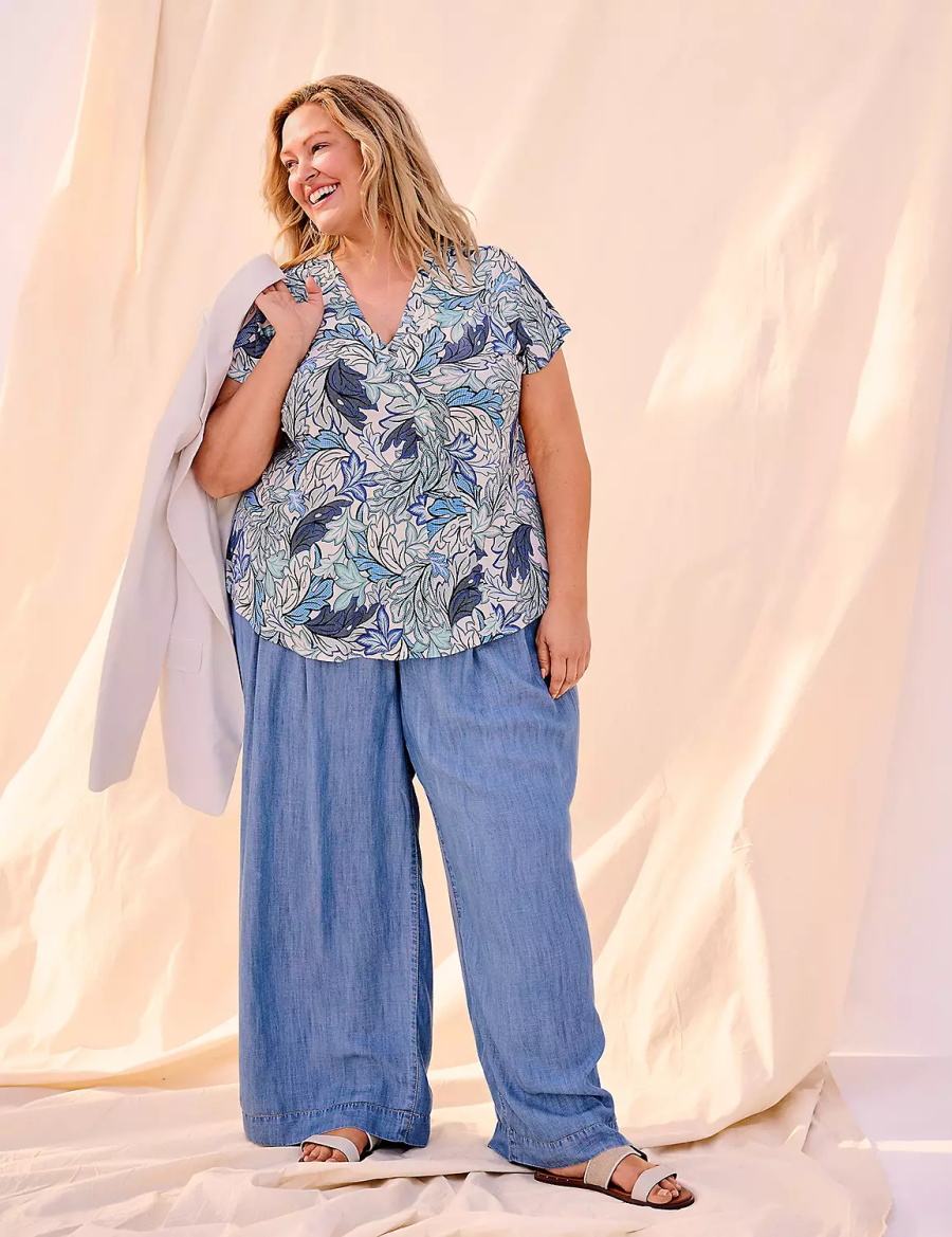Lane Bryant Wide Leg Trouser Fluid Jeans Dames Blauw | ONK5188GF