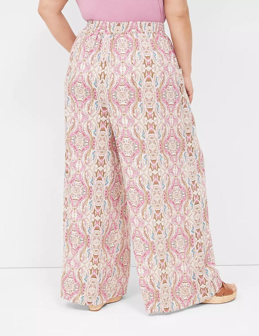 Lane Bryant Wide Leg Vacation Broek Dames Roze | IHH357GC