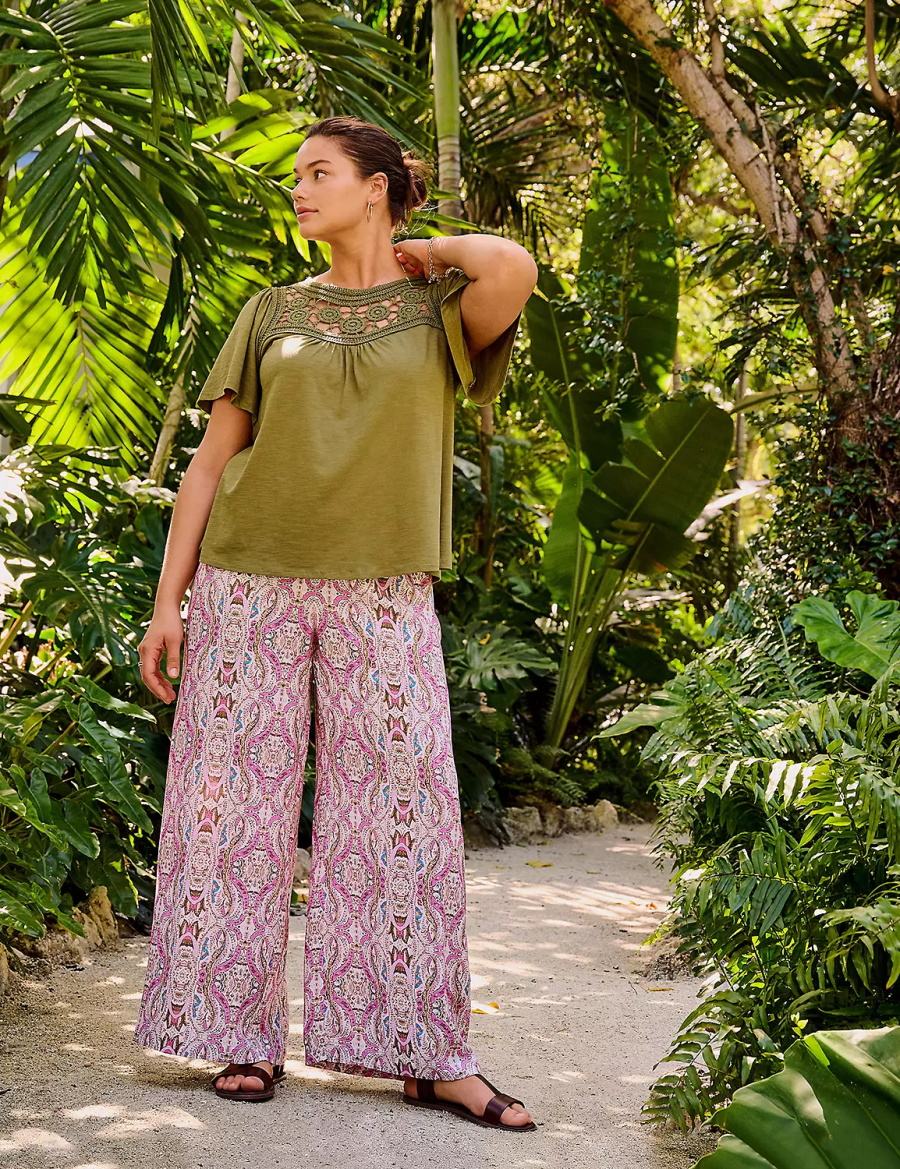 Lane Bryant Wide Leg Vacation Broek Dames Roze | IHH357GC