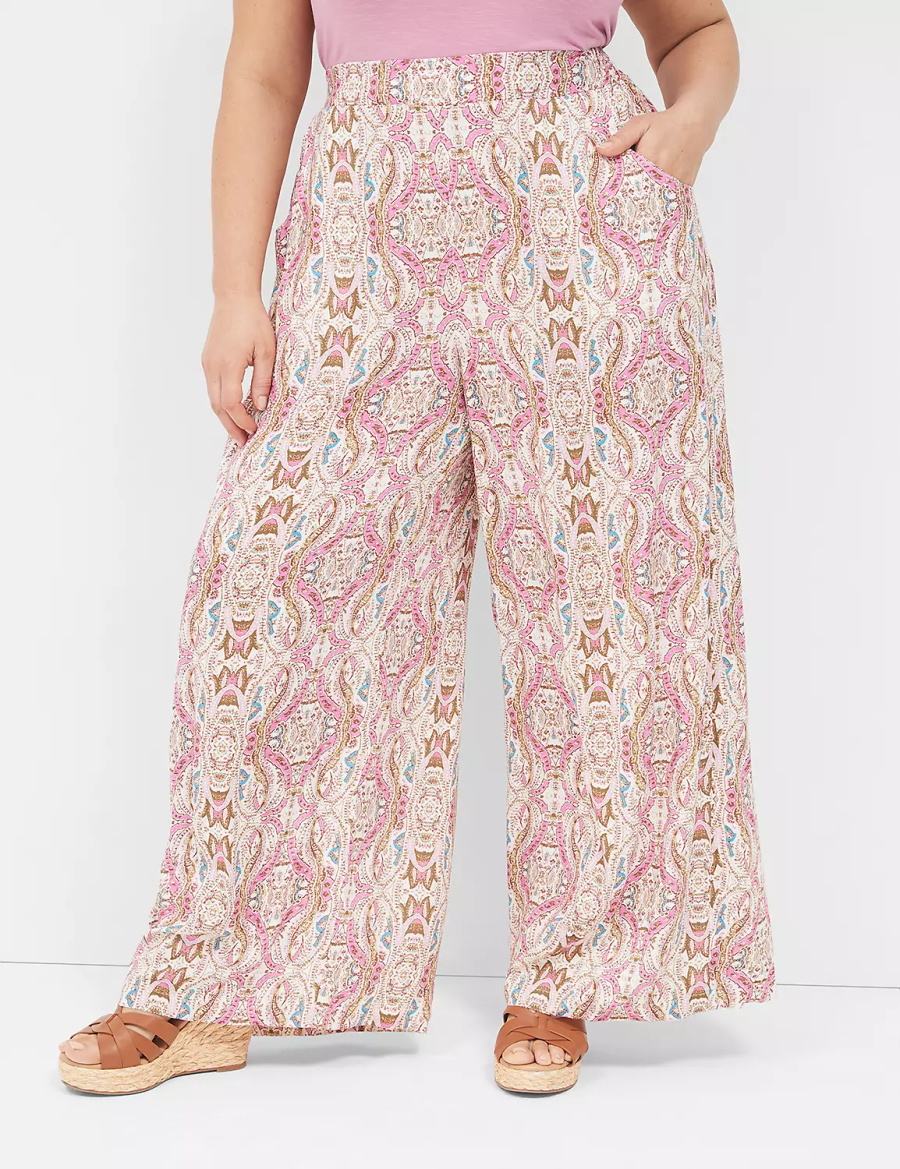 Lane Bryant Wide Leg Vacation Broek Dames Roze | IHH357GC