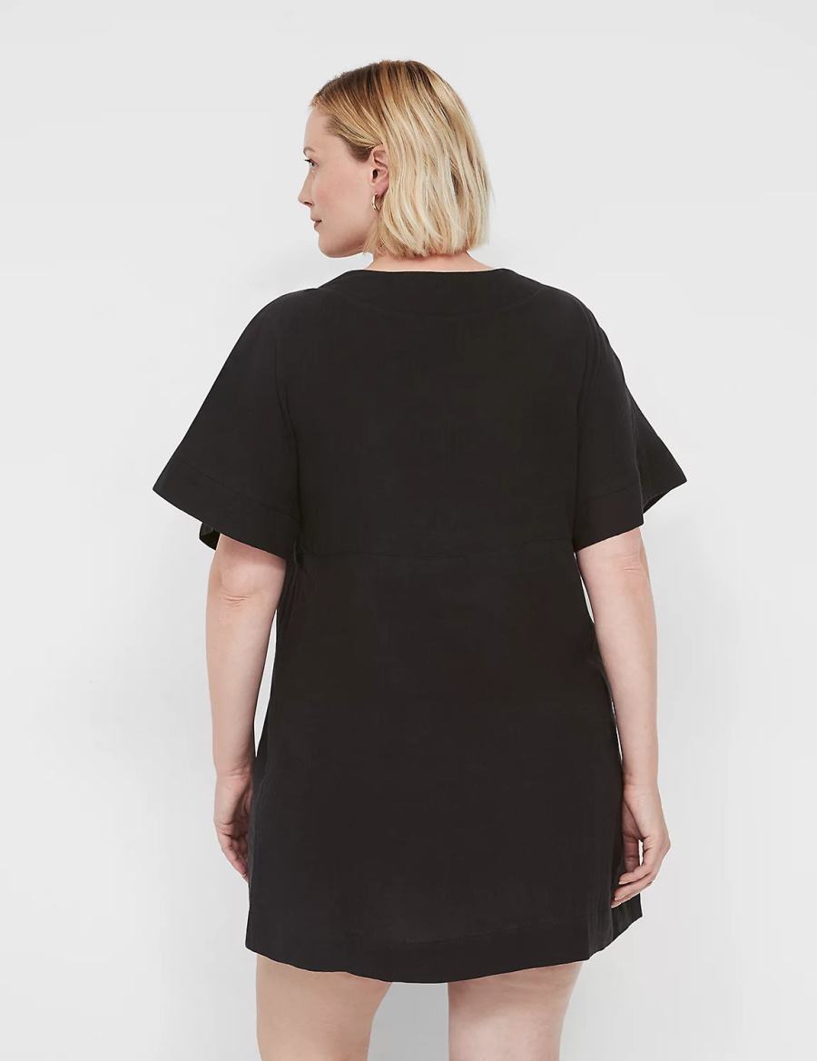 Lane Bryant Woven O-Ring Dolman Cover-ups Dames Zwart | QIH7097ML