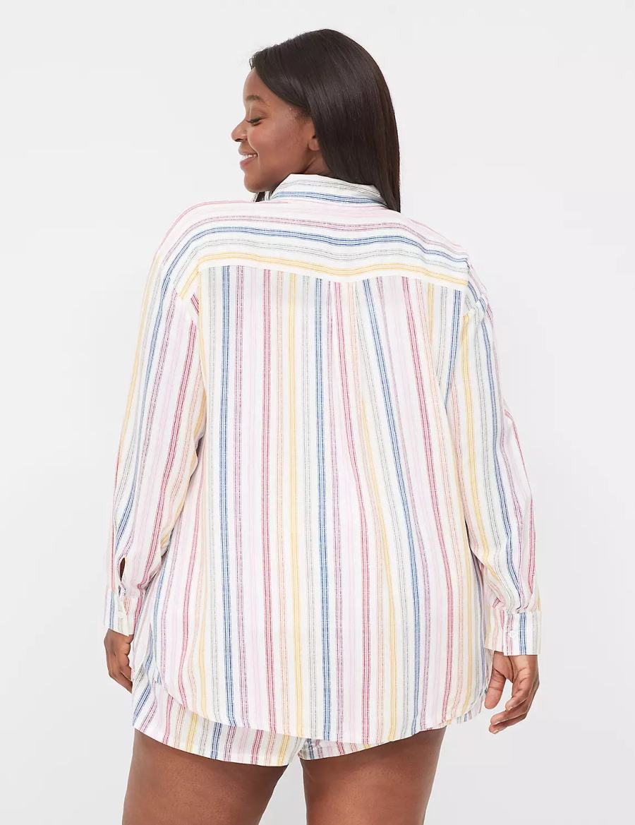 Lane Bryant Woven Print Mix Sleep Overhemd Dames Wit Gekleurd Strepen | VAK8019HZ