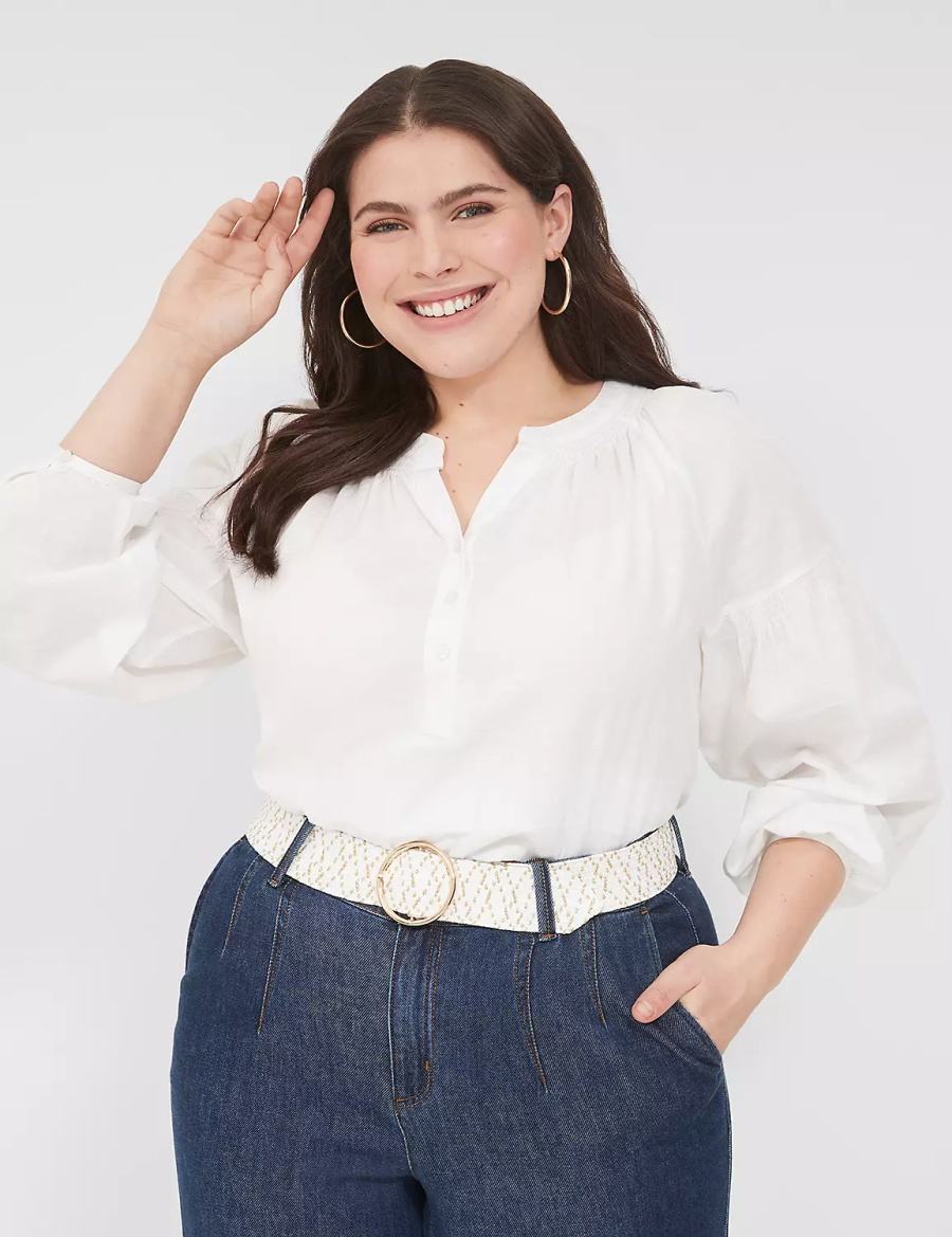 Lane Bryant Woven Stretch Riemen Dames Wit | GCS6359JY