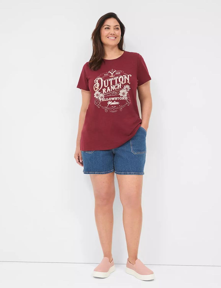 Lane Bryant Yellowstone Dutton Ranch Graphic Tee T-shirts Dames Rood | ZUS9767RC