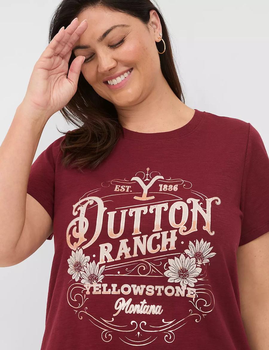 Lane Bryant Yellowstone Dutton Ranch Graphic Tee T-shirts Dames Rood | ZUS9767RC