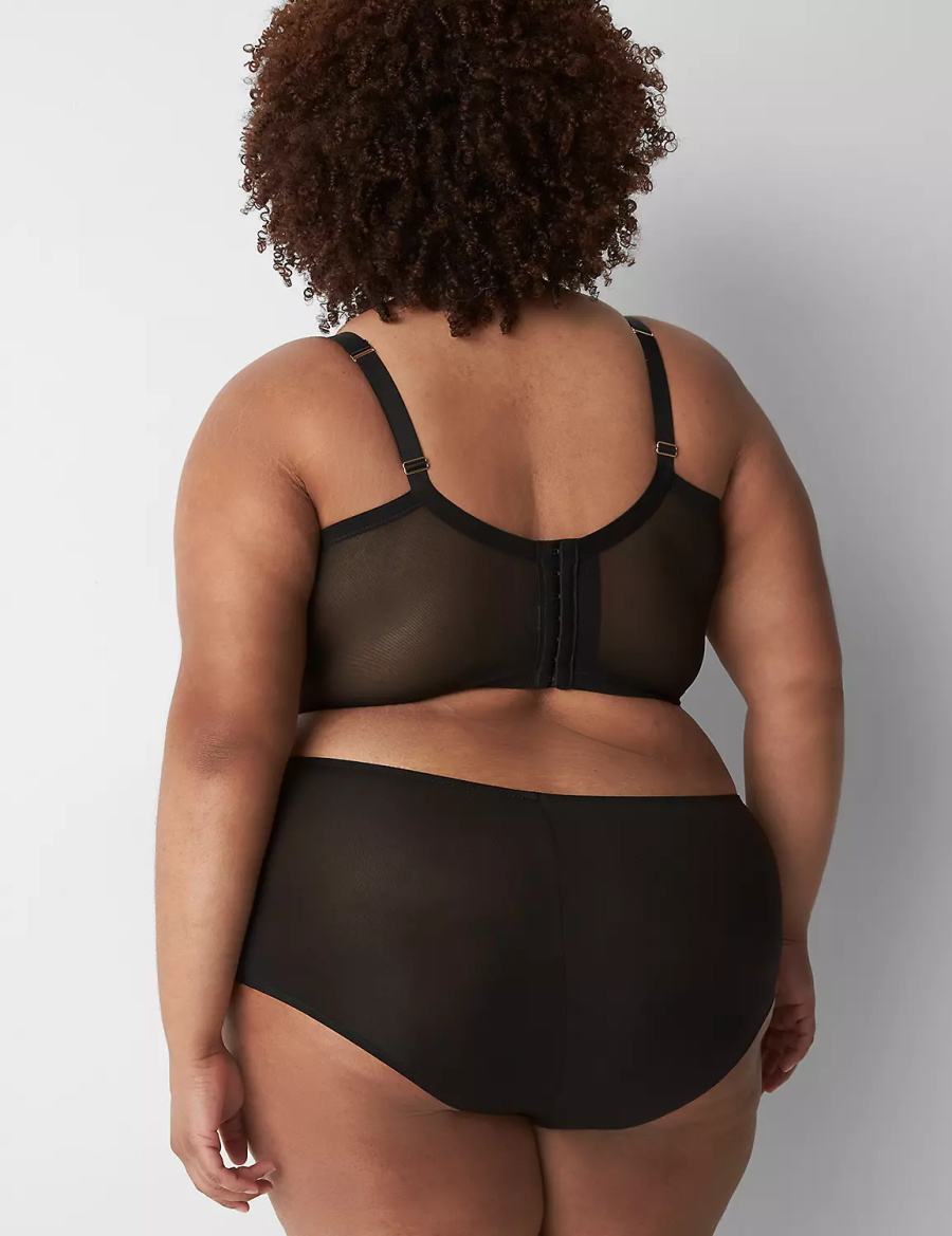 Lane Bryant Zip-Front Brief Brutaal Panty Dames Zwart | PKC6052UW